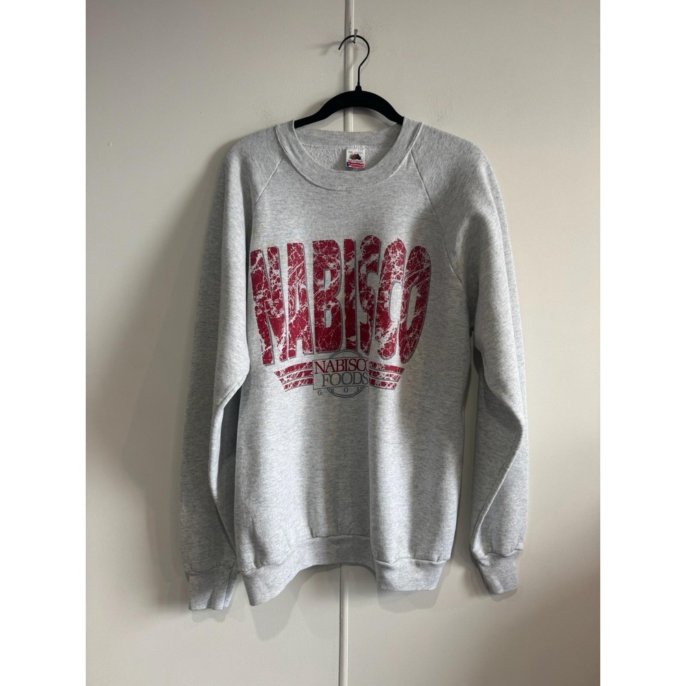 Vintage Fruit Of The Loom Sweatshirt Mens XL Gray Nabisco Foods Graphic USA‎